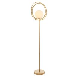 Parkstone Floor Lamp Brushed gold paint &amp; gloss opal glass