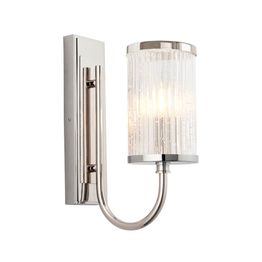 Penn Wall Light Bright nickel plate &amp; ribbed bubble glass