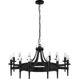 Cartwheel II 12Lt Pendant - Black Wrought Iron