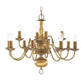 Flemish 12Lt Pendant - Solid Brass Metal