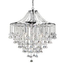 Dorchester 5Lt Pendant - Chrome Metal &amp; Clear Crystal