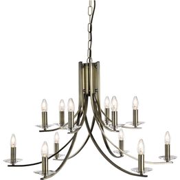 Ascona 12Lt Pendant - Antique Brass &amp; Clear Glass Sconces