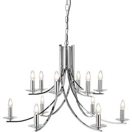Ascona 12Lt Pendant - Chrome Metal &amp; Clear Glass Sconces