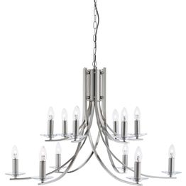 Ascona 12Lt Pendant - Satin Silver &amp; Clear Glass Sconces