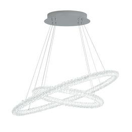 Circle 2Lt Pendant - Chrome Metal &amp; Crystal