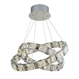 Optica 2Lt LED Pendant - Clear &amp; Smokey Crystal