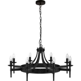 Cartwheel II 8Lt Pendant - Black Wrought Iron