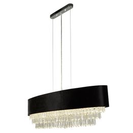 Glamour 8Lt Oval Pendant - Black Velvet &amp; Clear Crystal