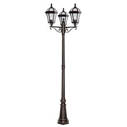 Capri Outdoor Post - Rustic Brown Metal &amp; Glass