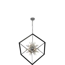 Stellar 6Lt Pendant- Black Metal &amp; Crystal Glass
