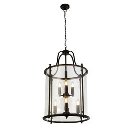 Lantern Grande 8Lt Pendant - Black Metal &amp; Glass