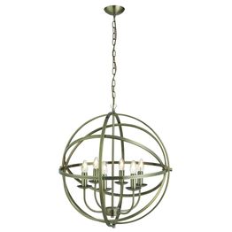 Orbit 6Lt Pendant - Antique Brass Metal