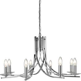 Ascona 8Lt Pendant - Chrome Metal &amp; Glass