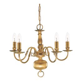 Flemish 5Lt Pendant - Solid Brass Metal