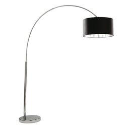 Giant Arc Floor Lamp - Chrome Metal &amp; Black Fabric Shade