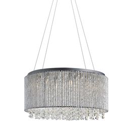 Elise II 8Lt Pendant - Chrome Metal &amp; Clear Crystal