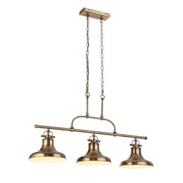 Dallas 3Lt Bar Pendant - Antique Brass Metal