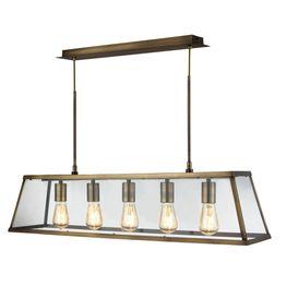 Voyager 5Lt Bar Pendant - Antique Brass Metal &amp; Glass