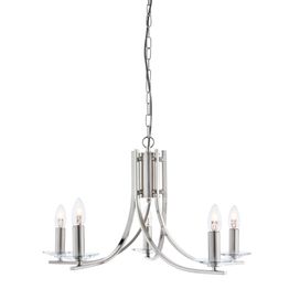 Ascona 5Lt Pendant - Satin Silver &amp; Clear Glass Sconces