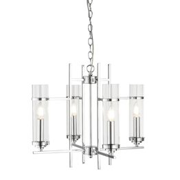 Milo 4Lt Pendant - Chrome Metal &amp; Glass