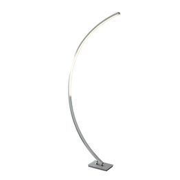 Colton LED Curved Floor Lamp - Satin Silver &amp; Opal
