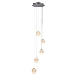 Allure 5Lt Multi-Drop Pendant - Chrome Metal &amp; Clear Acrylic