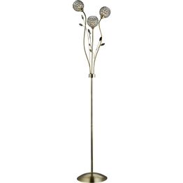 Bellis II 3Lt Floor Lamp - Antique Brass &amp; Crystal Beads