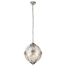 Coronet 3Lt Pendant - Chrome Metal &amp; Glass