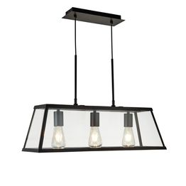 Voyager 3Lt Bar Pendant - Black Metal &amp; Glass