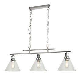 Pyramid 3Lt Bar Pendant - Chrome Metal &amp; Glass