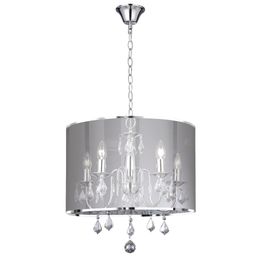 Venetian 5Lt Pendant - Chrome, Voile Shade &amp; Crystal Glass