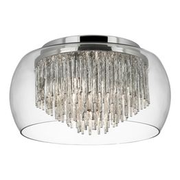 Curva 4Lt Flush - Chrome Metal &amp; Crystal Glass