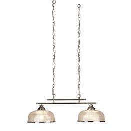 Bistro II 2Lt Pendant - Satin Silver &amp; Holophane Style Glass