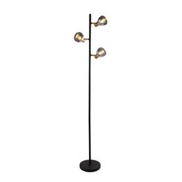 Westminster 3Lt Floor Lamp-Black,Satin Brass Metal &amp; Smoked