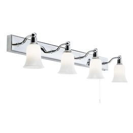 Equador 4Lt Wall Light - Chrome Metal &amp; Opal Glass