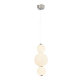 Snowball 3Lt Pendant - Chrome Metal &amp; Opal Glass