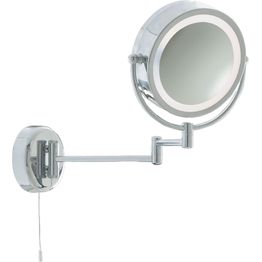 Illuminating Bathroom Mirror With Swing Arm - Chrome, IP44