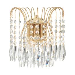 Waterfall 2Lt Wall Light - Gold Metal &amp; Crystal