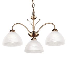 Milanese 3Lt Pendant - Antique Brass Metal &amp; Alabaster Glass
