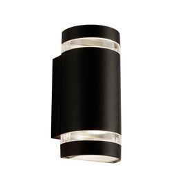 Sheffield Outdoor 2Lt Wall Light - Black, Glass &amp; Polycarb