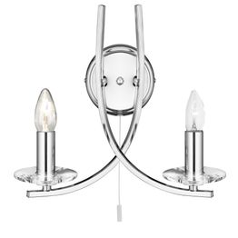 Ascona 2Lt Wall Light - Chrome Metal &amp; Glass