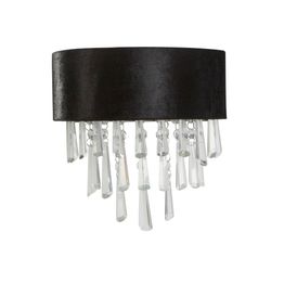 Glamour 2Lt Wall Light - Black Velvet &amp; Clear Crystal