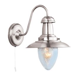 Fisherman II Wall Light - Satin Silver &amp; Clear Seeded Glass