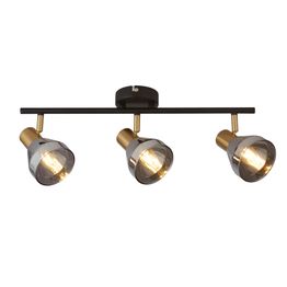 Westminster 3Lt Spot-Black, Satin Brass Metal &amp; Smoked Glass