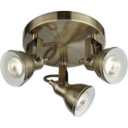 Focus 3Lt Round Spotlight - Antique Brass Metal