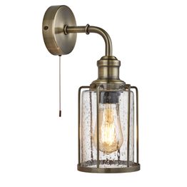 Pipes Wall Light - Antique Brass Metal &amp; Seeded Glass
