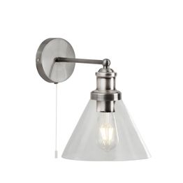 Pyramid Wall Light - Satin Silver &amp; Glass Shades