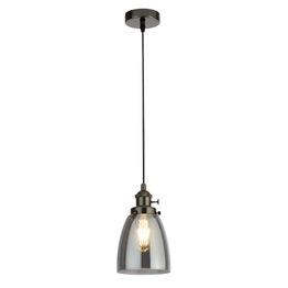 Camden Pendant - Black Chrome Metal &amp; Smoked Glass