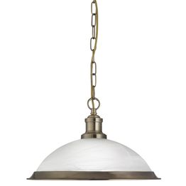 Bistro Pendant - Antique Brass Metal &amp; Acid Glass
