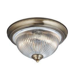 American Diner Flush -Antique Brass &amp; Clear Glass
